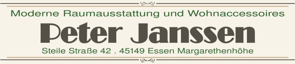 Logo Moderne Raumausstattung und Wohnaccessoires Peter Janssen | Steile Strae 42, 45149 Essen - Margarethenhhe